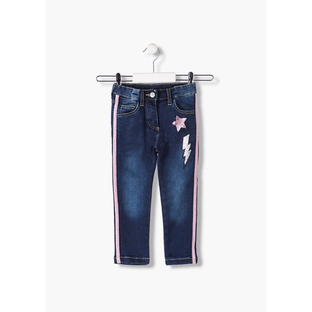 Girls Denim Jeans with Pink Accents and Sequins